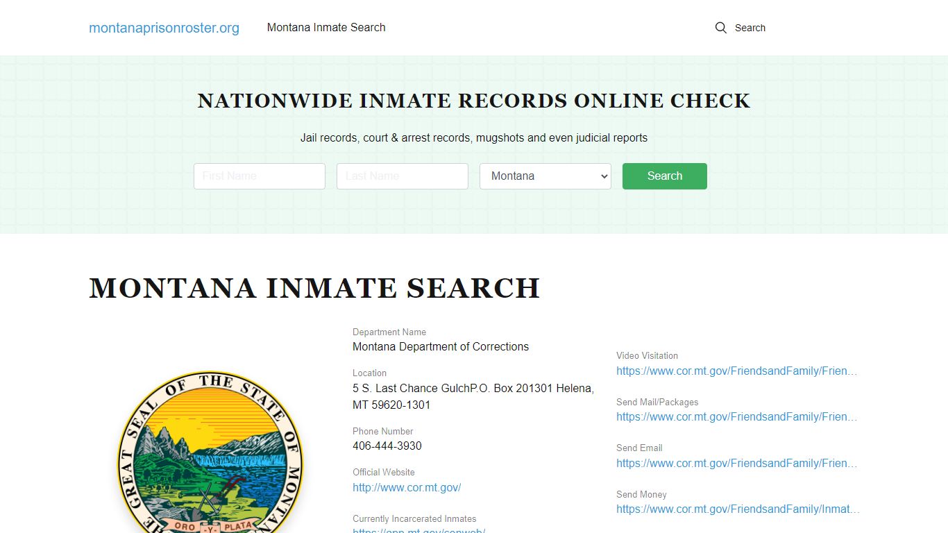 Montana Inmate Search - MT DOC Offenders Lookup